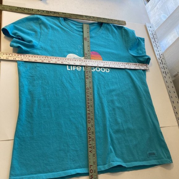 Life is good Womens xl Crusher Tee Teal Sun Offroad Scoop Neck T Shirt - Picture 2 of 7